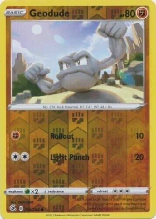 Geodude Reverse Holo Pokemon Fusion Strike TCG Card 135/264