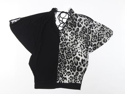 Tom Wolfe Damen schwarz Polyestermischung T-Shirt Größe 8 V-Ausschnitt