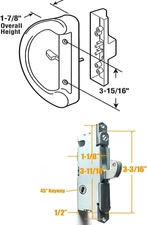 Sliding Patio Door Handle Set with Key Cylinder and Mortise Lock, Full Replac...