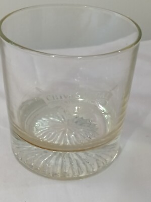 CHIVAS REGAL 12 SCOTCH ROCKS BAR GLASS ETCHED LOGO Decorative Bottom 3.5 H Vtg