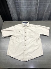 Carhartt Short Sleeve Button Up Khaki  Mens Large With Pockets Shirt