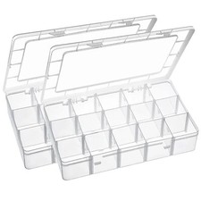2 Pack Large 15 Grid Organizer Box Storage Container for Craft Beads Small Parts