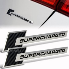 2x Carbon Fiber Black Supercharged Aluminum Trunk Emblem Badge Sticker Decal