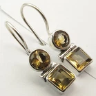 IN A DISCOUNTED PRICE | 925 Silver Genuine CITRINE Earrings 1" GEMSTONE