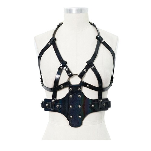 Women Black Crop Tops Ladies Cosplay Party Waist Belts Punk Belts Vest Bandage - Picture 13 of 20