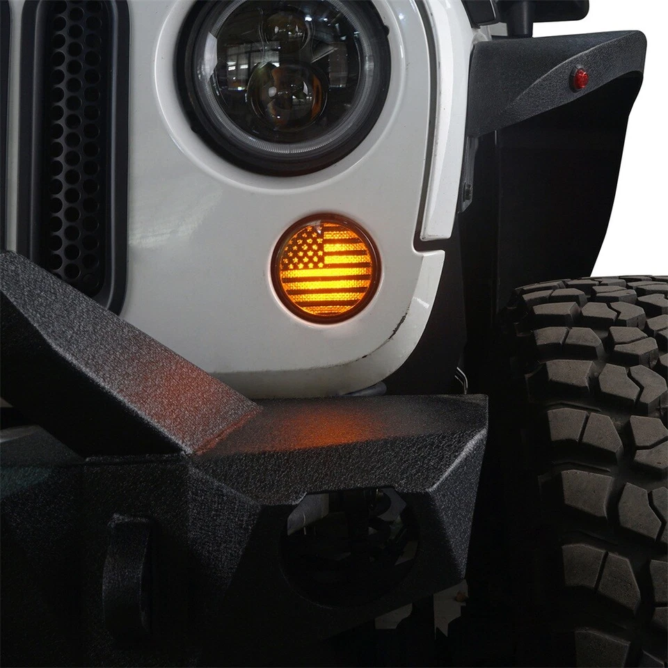Luces de señal de giro delanteras LED con lente ahumada de 2 piezas para Jeep Wrangler JK/JKU 2007-2018 Foto 2 de 4
