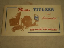 Master TITLEER and Accessories Manual HOLLYWOOD CINE Products 1960's