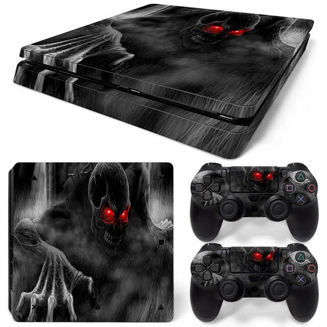 Sony PS4 PLAYSTATION 4 Slim Skin Sticker Screen Protector Set Dark Skull Motif eBay