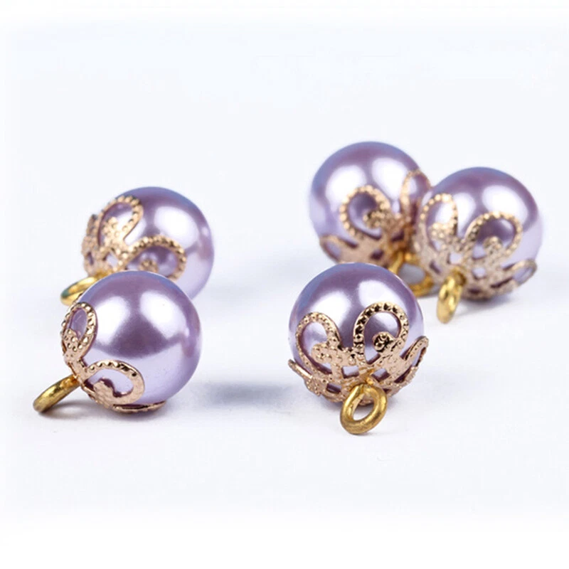 10Pcs Small Full Round Faux Pearl Ball Buttons for Wedding Sewing DIY Craft - Image 4 of 4