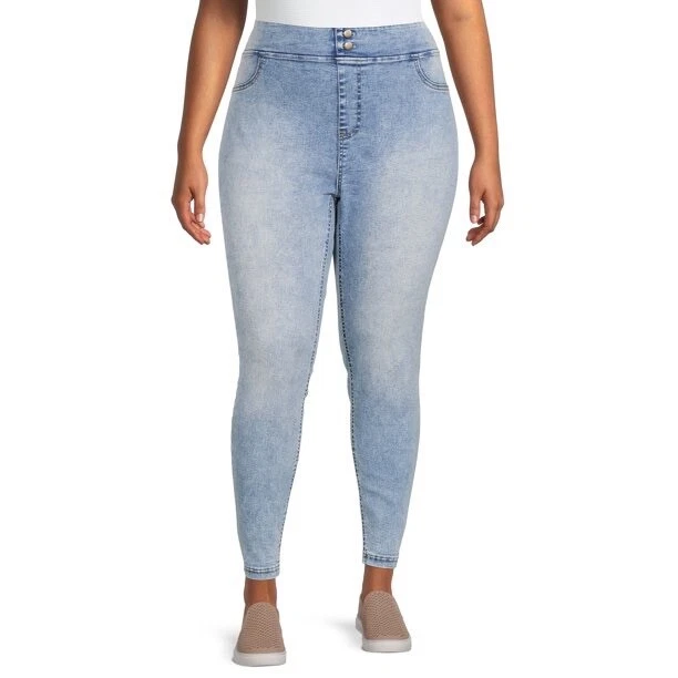 Terra & Sky Women's Plus Size Pull On Denim Jeggings Size: 4X (28W - 30W)