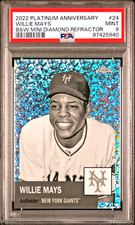 2022 TOPPS CHROME PLATINUM ANNIVERSARY 24 WILLIE MAYS BLACK &WHITE DIAMOND PSA 9