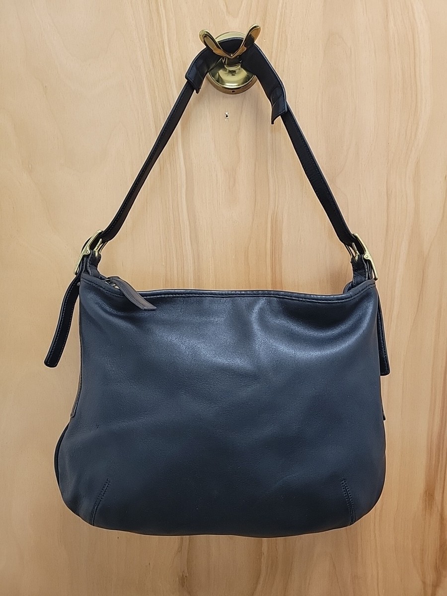 Vintage Coach J0D 9213 Black Leather Hobo Handbag Shoulder Bag