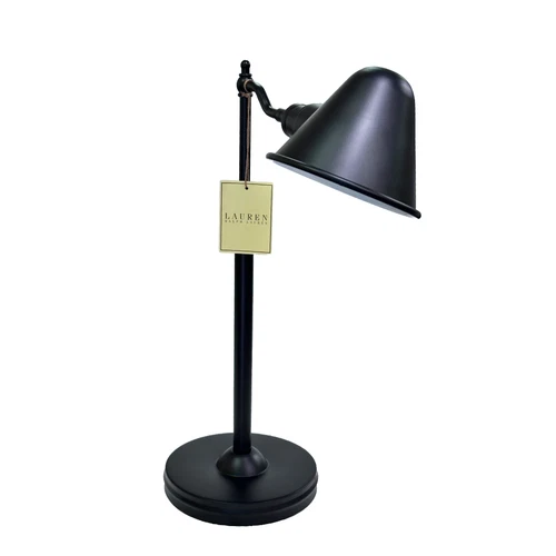 Ralph Lauren Classic Adjustable Desk Lamp Black Metal with Conical Black Shade