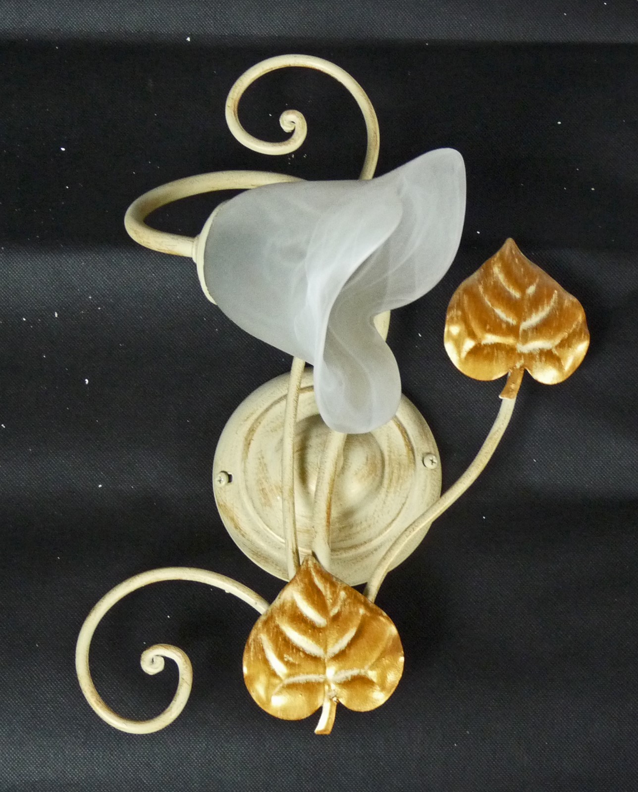 Applique LED Design Classico L52 Ferro Battuto Avorio Oro e Cristalli