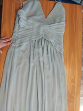 Davids Bridal bridesmaid Chiffon Light Gray Full Length dress 10 NWT