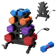 4-Tier Dumbbell Rack on Wheels &ndash; Portable A-Frame Weight Rack for Home Gym, F...