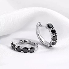 Women's 2.00CT Round Cut Lab-Created Diamond Hoop Earrings 14K White Gold Plated