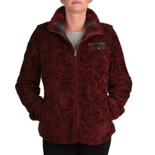 Pendleton Ladies' Fuzzy Zip Jacket Women's Sherpa Coat - Red, Navy or Cream