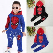 2pcs Kids Boys Spider-Man Sports Sweatshirt Hoodie Pants Baby Cartoon Outfits