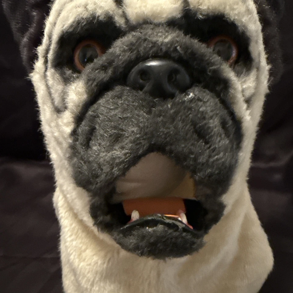 ADULT PUG DOG ANIMAL MOVING MOUTH. FURRY OVER THE HEAD MASK, Excellent UC - Image 4 of 4