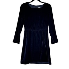 J Crew Blue Velvet Mini Dress Womens 4 Casual Fall Long Sleeve Classic Preppy