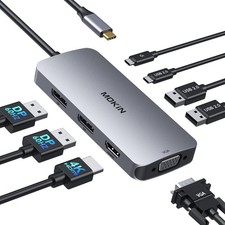 USB C Docking Station Dual DisplayPort, 8 in 1 USB Hub with 2 DP, HDMI, VGA, ...