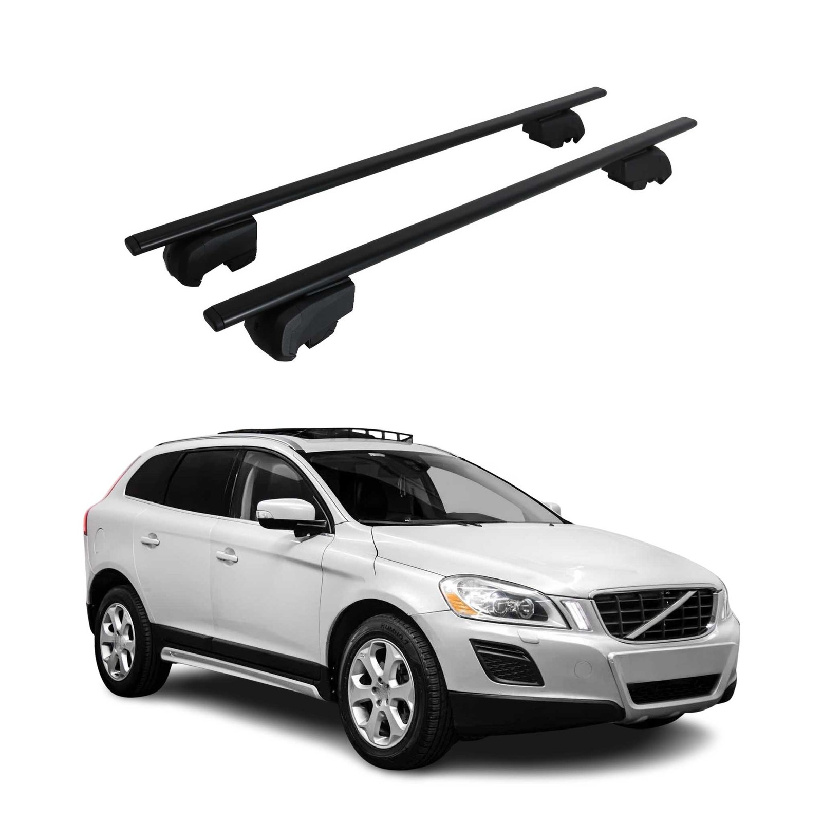 Barres de toit en fer noir premium pour Volvo XC60 modèles 2009 à 2017
