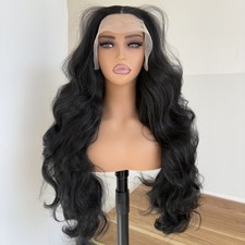 Black Frontal Lace Wigs Long Wavy Women Heat Resistant Synthetic Hair Natural