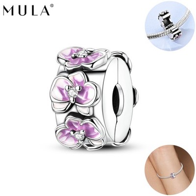 MULA 925 Sterling Silber Charms CZ Schmetterling Blumen Clip Fit Frauen Armband