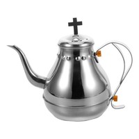  Stainless Silver Tea Pot: Vintage Teapot with Cross - 1.2L Metal Water Kettle