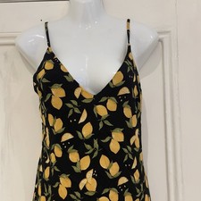 Reformation Marlowe Mini Slip Dress - Black Lemon Print - Size S