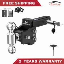 Adjustable 2 Receiver 4 Droprise Tow Hitch Dual Ball Mount Trailer 15000lbs