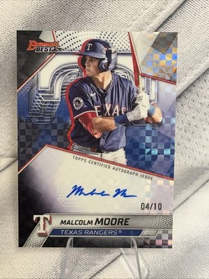 2025 Bowman's Best Malcolm Moore Autograph, Black X-Fractor #B25-MM /10 Rangers