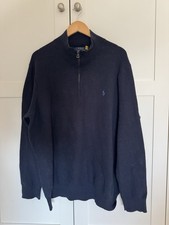 Polo Ralph Lauren Cotton Quarter Zip Jumper - Aviator Navy 2XLT (Tall) - Used