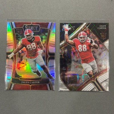 2023 Panini Select Jalen Carter Football Rookie RC Prizm Lot 2 Cards #12 #112