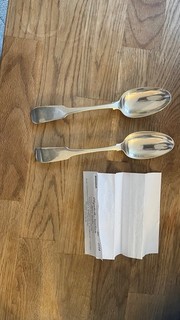 antique solid silver serving spoons