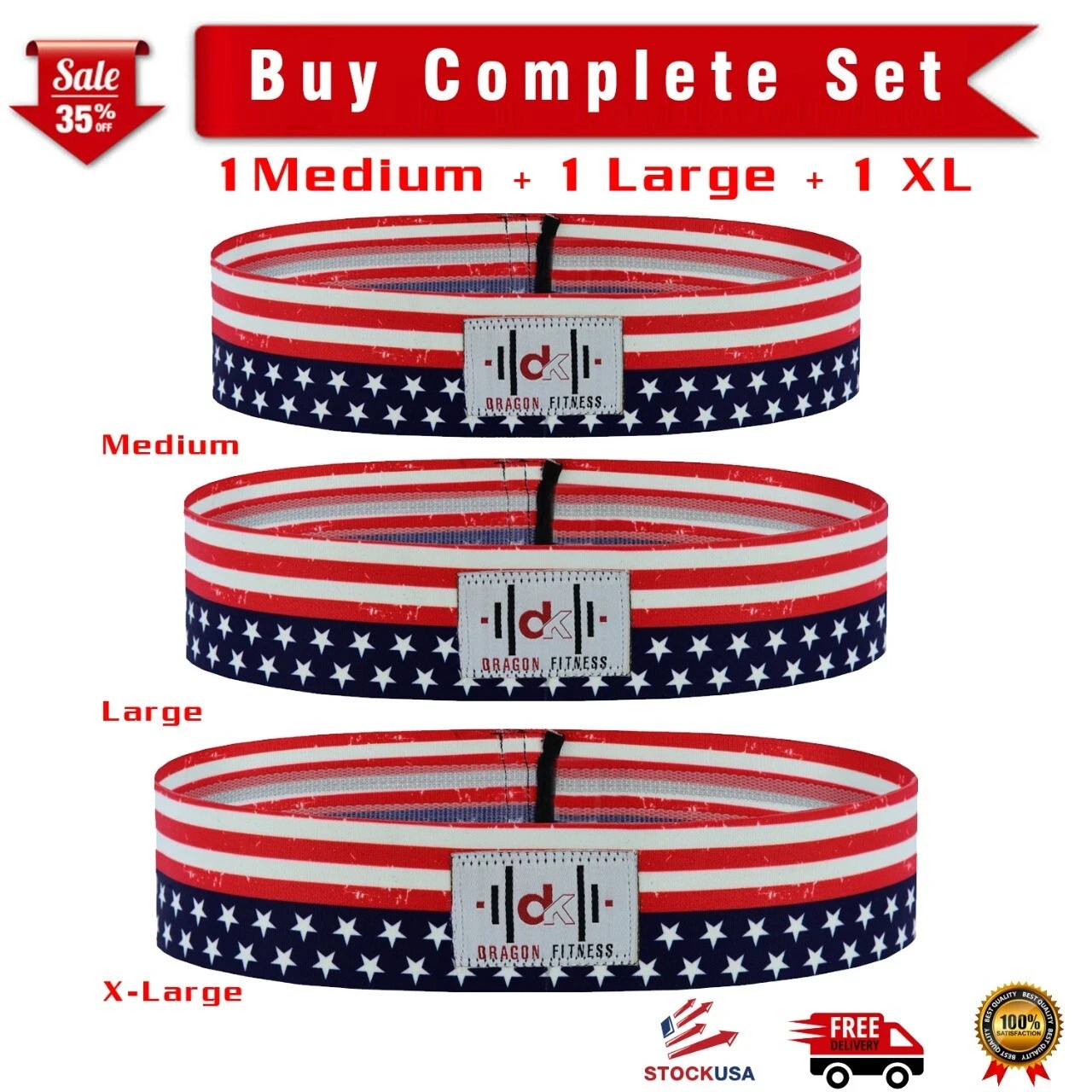 USA Flag Style Hip Circle Resistance Band by Dragon Brand  L