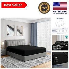Luxury Full Size Fitted Sheet - Ultra Soft 14" Deep Pocket Microfiber Black