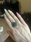 Vintage Malachite Trillion Gemstone .925 Sterling Silver Ring Sz 9 Estate Taxco — photo 5