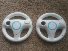 2X Official Nintendo Wii Steering Wheel Mario Kart OEM White RVL-024 Lot of 2