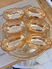 Pearlescent Glass Tray With Six Serving Bowls