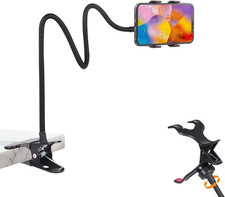 Gooseneck Phone Holder for Desk,Clip on Phone Holder for Bed,Flexible Long Arm L