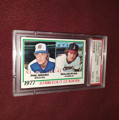 1978 TOPPS #206 PHIL NIEKRO / NOLAN RYAN STRIKEOUT LEADERS PSA 8 NM-MT