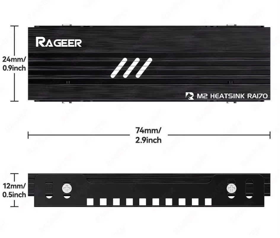 RAGEER❣️Dissipateur Thermique pour SSD NVMe/NGFF M.2 2280 avec pads thermiques - Photo 3/4
