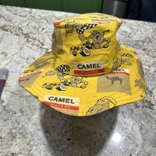 Vintage  Joe Camel Filters Cigarette Graphic Boonie Bucket Hat Race car