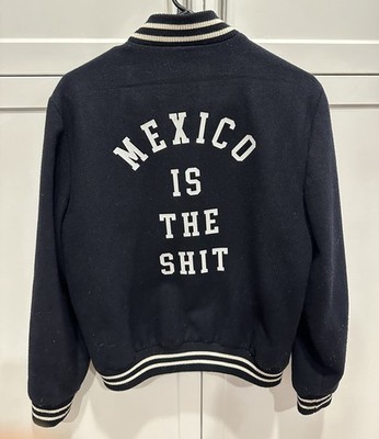 Mexico Is The ISH Varsity Jacket Men s Small Black White Rare Bomber Streetwear
