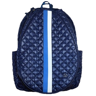 Oliver Thomas 24 + 7 Tennis Backpack Bag Navy Blue White Stripe Quilted