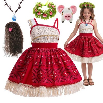 Girls Halloween Cosplay Movie Moana Ocean Adventure  Vaiana Princess Party Dress
