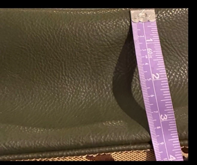 Bolso Sophia Caperelli Signature vintage de lona y cuero verde con ribete de gamuza Foto 3 de 4