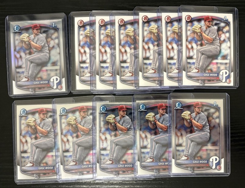 Gage Wood 2025 Bowman Draft Lot Philadelphia Phillies Arkansas Razorbacks RC